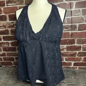 Island Escape Black Tankini Top Plus Size 20w